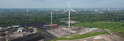 Luftaufnahme der Blocklanddeponie. Im Hintergrund ist die Stadt Bremen erkennbar. | © Die Bremer Stadtreinigung