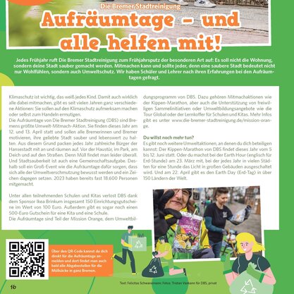 Artikel Kinderzeitung Aufräumtage